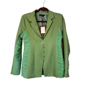 Pretty Little Things Women's 8 Maternity Sage Green Ruched Side Blazer Spring